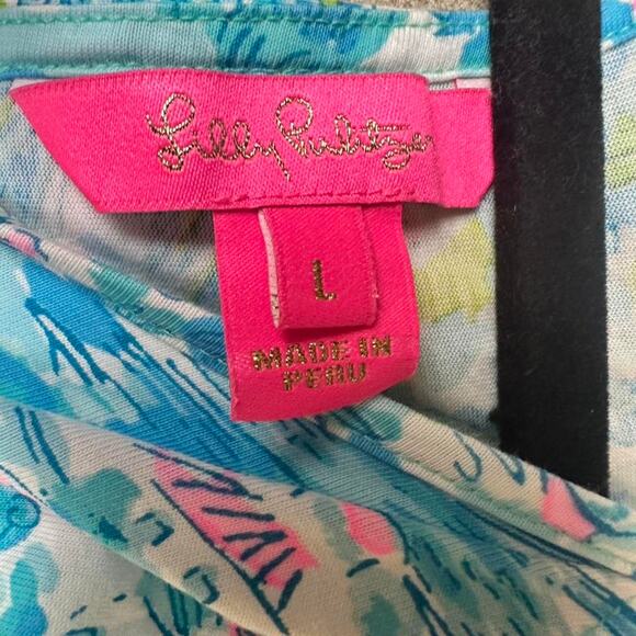 Lilly Pulitzer blue and pink sleeveless dress pink tassels size L sku 288-V09 - Picture 4 of 6